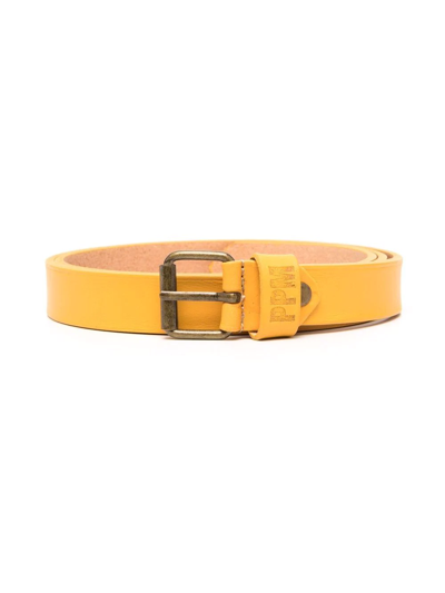 Paolo Pecora Teen Logo-embossed Leather Belt In Yellow