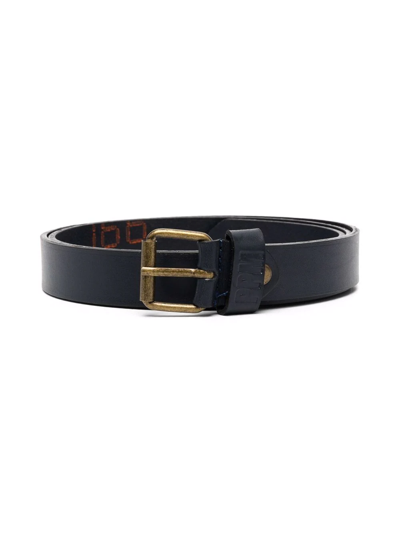 Paolo Pecora Teen Logo-embossed Leather Belt In Blue