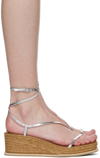 JIMMY CHOO SILVER & BROWN DRIVE 60 HEELED SANDALS