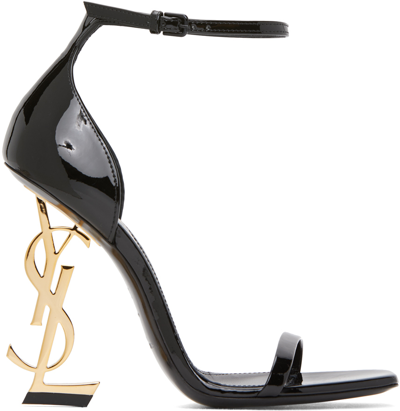 Saint Laurent Black & Gold Patent Opyum 110 Heels In 1000 Black