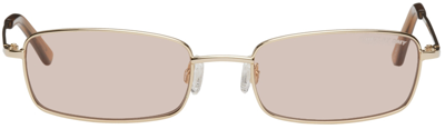 Dmy By Dmy Olsen Squared Stainless Steel Sunglasses In Gold,pink