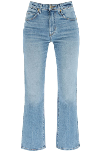 Khaite Vivian Cropped High-rise Bootcut Jeans In Blue