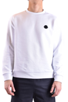 Moncler Men's Contrast-logo Crew Sweatshirt In White