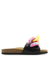 Jw Anderson Chain-embellished Tie-dye Leather Slides In Black  