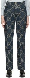 Gucci Jumbo Gg High-rise Straight Jeans In 4492 Blue/ivory