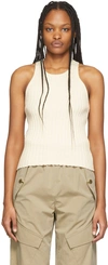 DION LEE OFF-WHITE RIB BUCKLE TANK TOP