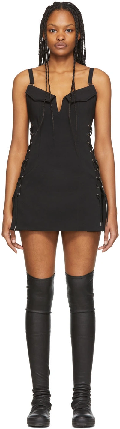 Dion Lee Laced Bonded Cotton-blend Mini Dress In Black ModeSens