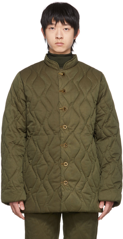 Dion Lee Green Wave Quilted Liner Jacket In Moss
