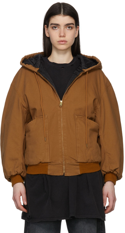 R13 Oversized Padded Cotton-canvas Hooded Jacket In Brown