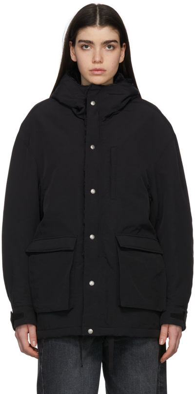 R13 Oversized Hooded Faux Fur-lined Faille Parka In Black