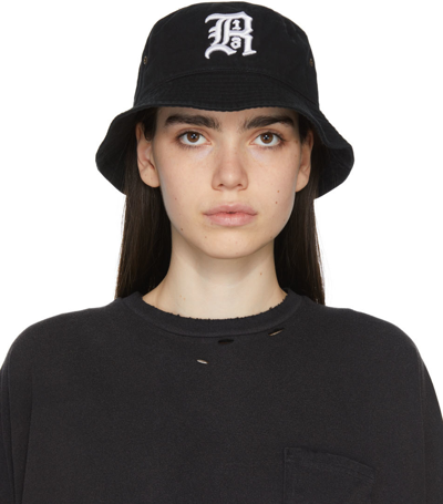 R13 Embroidered Logo Cotton Bucket Hat In Black