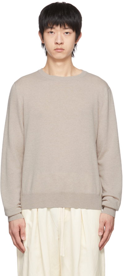 The Row 'benji' Long Sleeve Cashmere Knit Sweater In Brown
