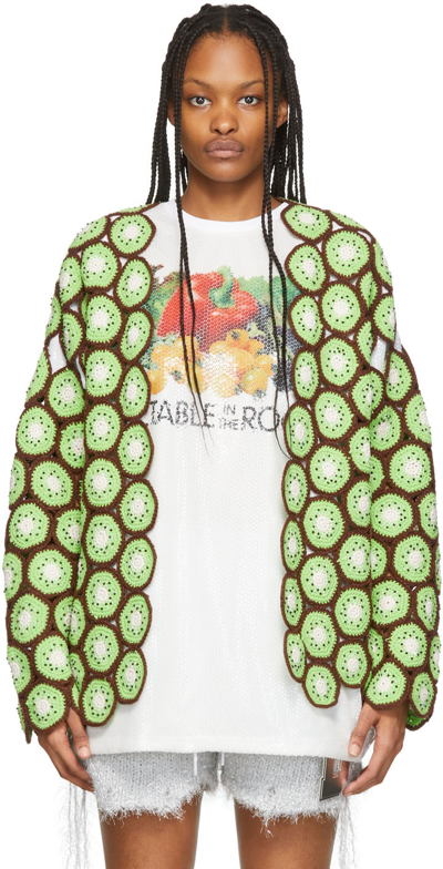 doublet ダブレット キウイ柄　カーディガン　フルーツ Doublet Brown & Green Fruit Cardigan In Kiwi | ModeSens
