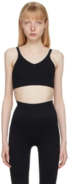Vaara Black Technical Knit Crop Bra In Black