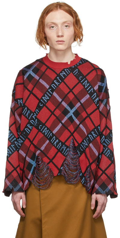 Kidill Red Tartan Jumper In Red Check