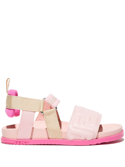 Fendi Kids' Ff Logo-strap Sandals In Pink