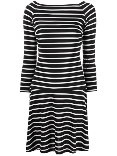 Ralph Lauren Stripe-print Mini Dress In Black