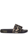 Dolce & Gabbana Multicolor Camouflage Leather Beachwear Men Shoes In Green