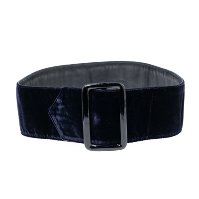 Pre-owned Giorgio Armani Dark Blue Velvet Buckle Waist Belt 55cm