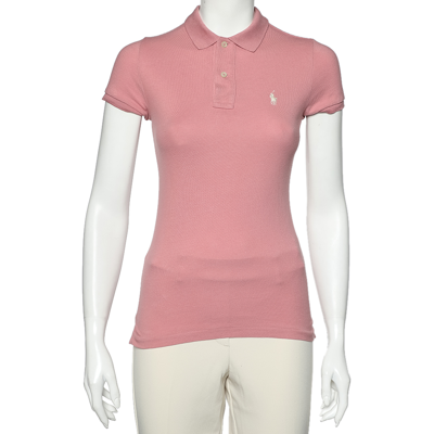 Pre-owned Ralph Lauren Pink Cotton Pique Skinny Polo T-shirt S