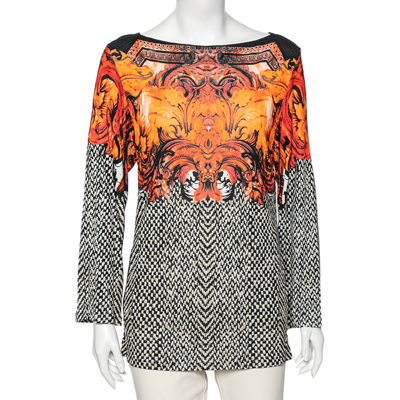 Pre-owned Roberto Cavalli Multicolor Printed Jersey Long Sleeves Top M