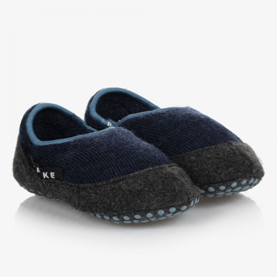 Falke Grey & Blue Wool Slippers