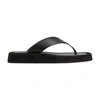 The Row Ginza Leather And Velvet Platform Flip Flops In Black Black