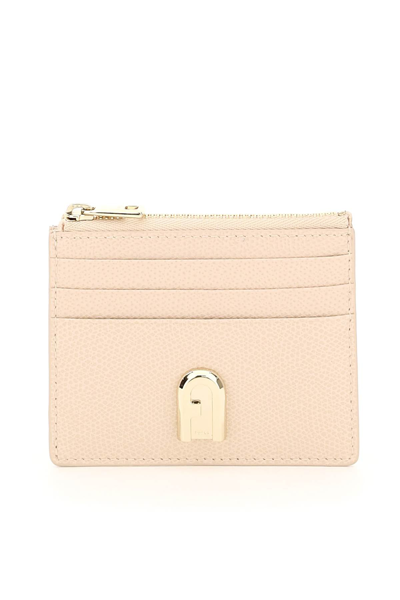 Furla Leather 1927 Small Card Case In Beige,pink