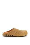 Marni Tan Raffia Fussbett Sabbot Loafers In Beige
