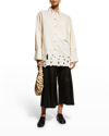 Nanushka Sabia Cutwork Button-down Shirt In Creme