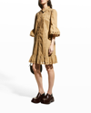 SEE BY CHLOÉ EMBROIDERED RUFFLE SHIRTDRESS
