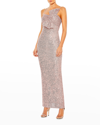 Ieena For Mac Duggal Sequined Strappless Faux Bow Column Gown In Rose Pink