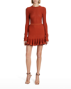 Givenchy Pleated A-line Stretch-knit Mini Skirt In Terracotta