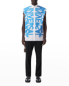 Burberry Slogan Print Sleeveless Shirt In Blue Topaz Ip Pat