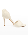 Something Bleu Hamm 2-piece Satin Sandals With Feathers In Ivory