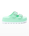 Jslides Simply B Dual-buckle Slide Sandals In Ice Green