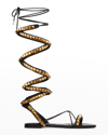 Valentino No Limit Rockstud Ankle-wrap Gladiator Sandals In 0no Nero