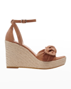 Kate Spade Tianna Suede Bow Wedge Espadrille Sandals In Medium Biscotti