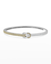 Lagos 18k Yellow Gold & Sterling Silver Newport Diamond Knot Hinged Bangle Bracelet In Ss 18k