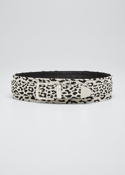 Brandon Maxwell Leopard Jacquard Waist Belt In Black Leopard