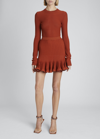 Givenchy Pleated A-line Stretch-knit Mini Skirt In Terracotta