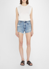 Moussy Vintage Packard Distressed Denim Shorts In Blu
