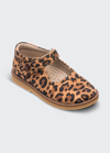 Elephantito Girl's Scalloped Leather Mary Jane, Toddler/kids In Suede Leopard