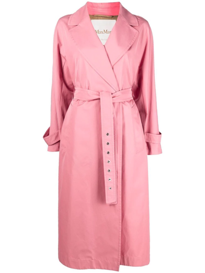 Max Mara Cotton Trench Coat In Pink