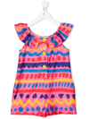 Stella Mccartney Multicolor Striped Cotton Romper In Pink