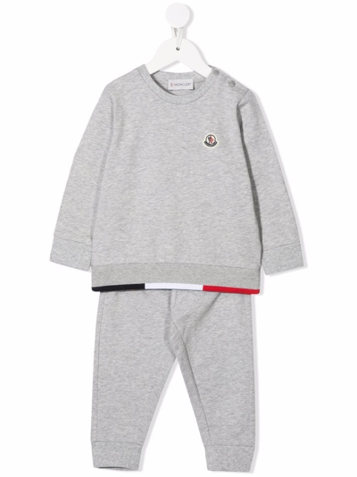 Moncler Babies' Stripe-trimmed Tracksuit Set In Grey