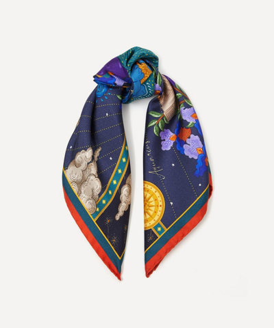 Liberty Aquarius 45 X 45cm Silk Twill Scarf In Multi
