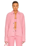 Bottega Veneta Woven-jacquard Toweling Button-down Jacket In Bubblegum