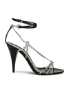 Saint Laurent Kiki Chain-embellished Leather Heeled Sandals In Nero