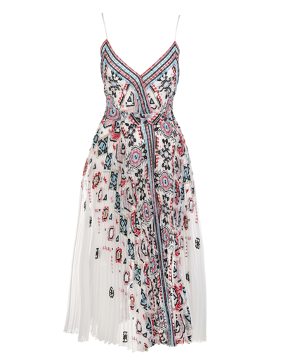 Ermanno Scervino White Dress Embroidered In Organza In Multicoloured